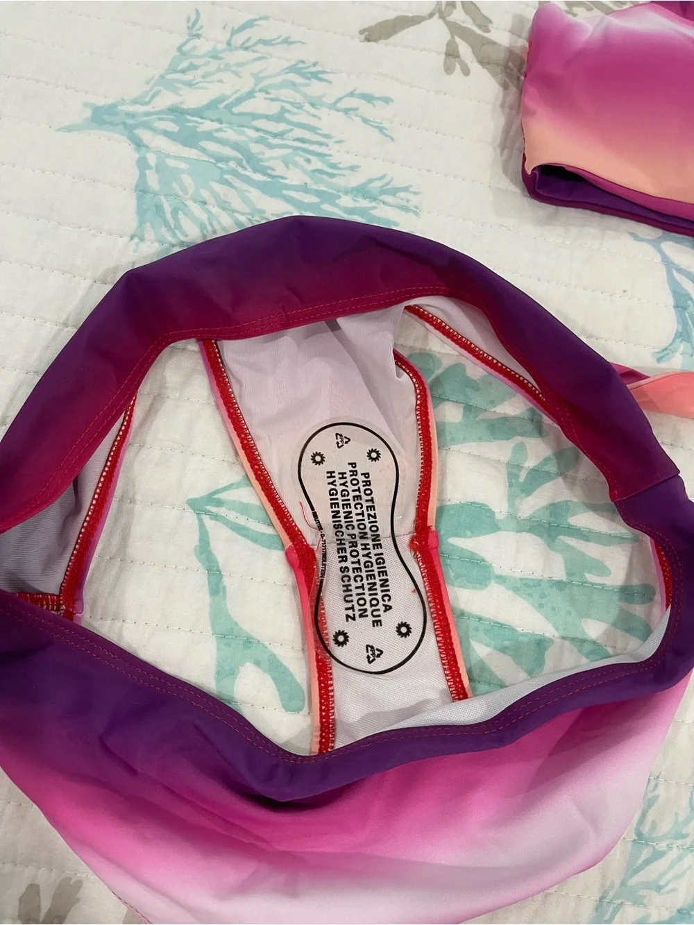 Gradient Pink Purple Tie-Front Bikini Set